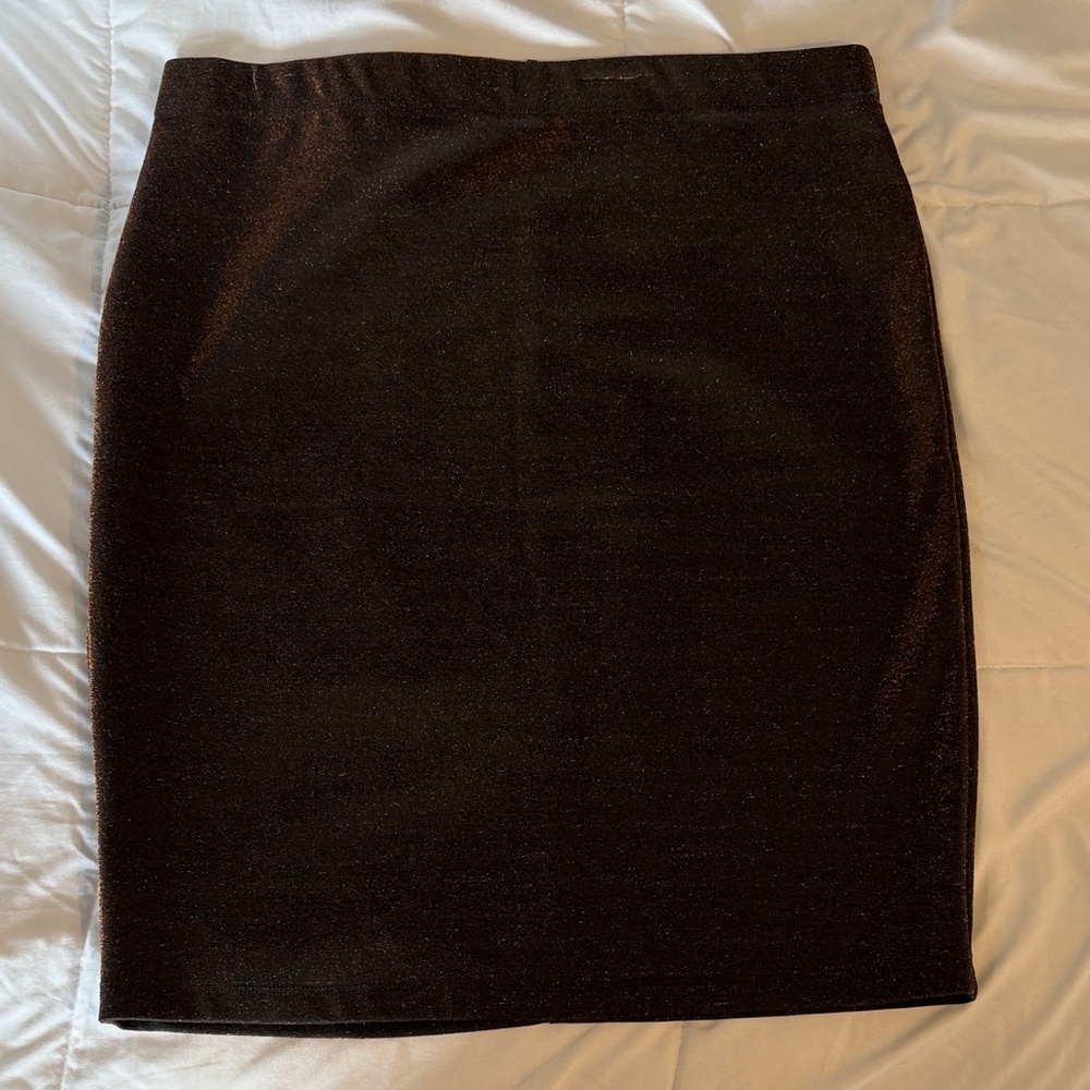 Elegant Black Pencil Skirt With Orange